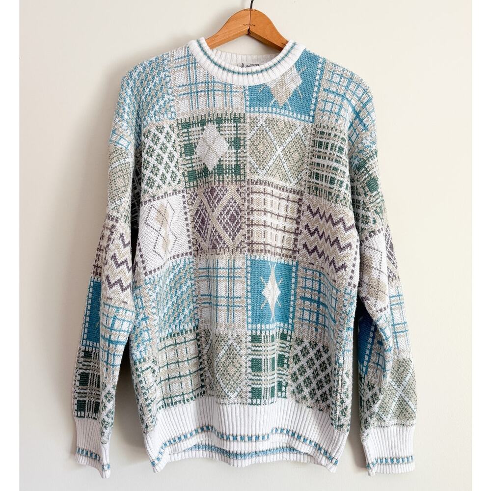 Vintage Maglificio Horence Italy Patchwork Sweater Grandpacore Retro Grunge